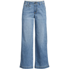 Women's Mid Rise Denim Wide Leg Ankle Jeans