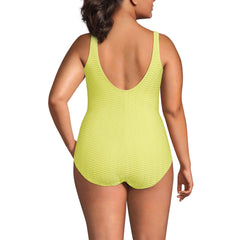 Women's Plus Size Tugless Low Leg Textured One Piece Swimsuit