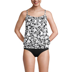 Women's D-Cup Chlorine Resistant Blouson Tankini Swimsuit Top