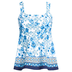 Women's DD-Cup Adjustable Scoop Neck Flutter Tankini Top