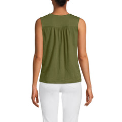 Women's Linen Blend Smocked Flowy Tank