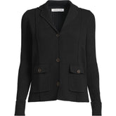 Women's Plus Size Drifter Ribbed Collared Blazer Sweater