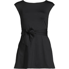 Women's Cap Sleeve Tie Belt Mini Swim Dress