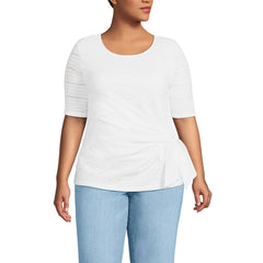 Women's Plus Size Lightweight Jersey Eyelet Side Tie Top