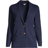 Women's Petite Fine Gauge Cotton Button Front Blazer Sweater