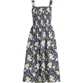 Women's Plus Size Poplin Smocked Bodice Midi Dress
