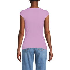 Women's Cap Sleeve Tugless Double Layer Sweetheart Knit Top