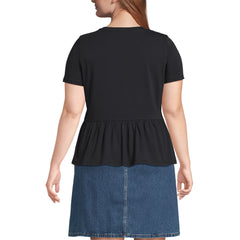 Women's Plus Size Short Sleeve Lightweight Jersey Crew Neck Peplum Tee