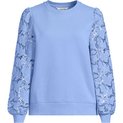 Women's Plus Size Serious Sweats Lace Sleeve Sweatshirt