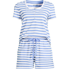 Women's Knit 2 Piece Pajama Set - Short Sleeve Top and Shorts