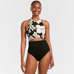 Women's Long Torso Tugless Halter Monokini High Leg One Piece Swimsuit