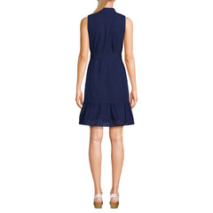 Women's Petite Sleeveless Eyelet Shirt Dress