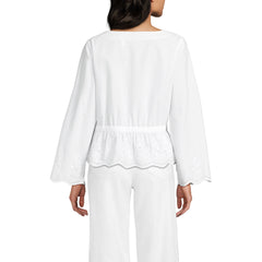 Women's Embroidered Poplin Long Sleeve Blouse