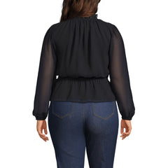 Women's Plus Size Chiffon Peplum Top