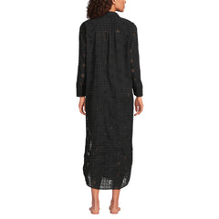 Women's Eyelet Button Down Maxi Cover-up Dress