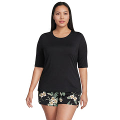 Women's Plus Size SunShade UPF 50 Elbow Sleeve Rash Guard Swim Tee