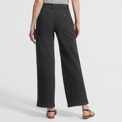 Women's Tall High Rise Soft Denim Pleated Wide Leg Trousers
