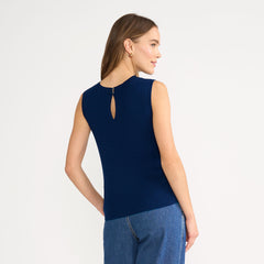 Women's Petite Fine Gauge Baby Cable Crew Neck Sleeveless Sweater - Set Top