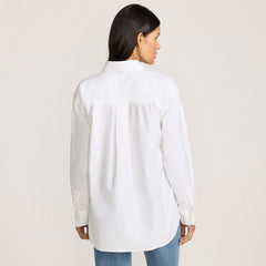 Women's Petite Oversized Oxford Button Front Shirt