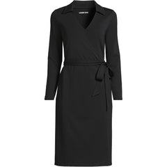 Women's Petite Cotton Modal Collared Wrap Dress