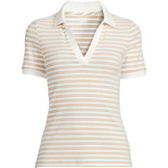 Women's Petite Wide Rib Polo Shirt