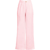 Women's High Rise Wide Leg Linen Pleated Pants