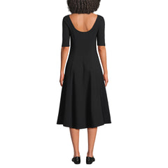 Women's Starfish Elbow Sleeve Midi Fit and Flare Dress