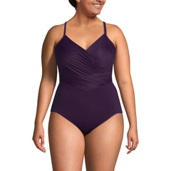 Women's Plus Size New SlenderSuit Pleated Low Leg One Piece Swimsuit