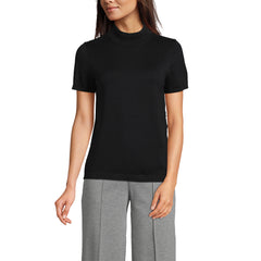 Women's Cotton Modal Half Sleeve Mock Neck Pullover Sweater