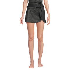 Women's Chlorine Resistant Shine Twist Front Mini Swim Cover-up Skirt