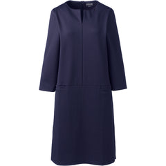 Women's Ponte 3/4 Sleeve Split Neck Shift Dress