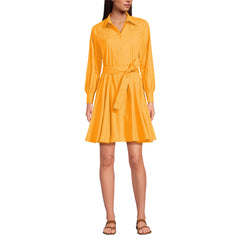 Women's Embroidered Poplin Button Front Dress with Godets