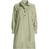 Women's Petite Wide Wale Cord Popover Long Sleeve Shirt Dress
