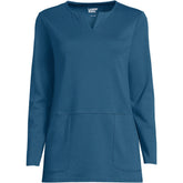 Women's Plus Size Cotton Polyester Long Sleeve Tunic with Pockets