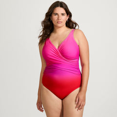 Women's Plus Size G-Cup SlenderSuit Wrap One Piece Swimsuit
