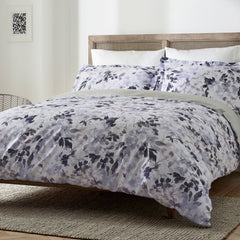 Blue Loom Juniper Impressionist Floral Print Cotton Duvet Cover Set