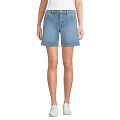 Women's Petite Soft Denim Mid Rise 7" Jean Shorts