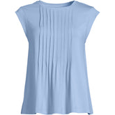 Women's Plus Size Cap Sleeve Lightweight Jersey Pintuck Swing Top