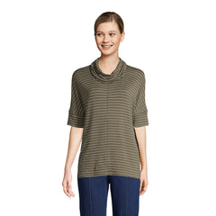 Women's Super Soft Elbow Sleeve Cowl Neck Pullover Top