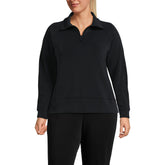 Women's Plus Size Cupro Long Sleeve Half Zip Pullover
