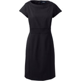 School Uniform Women's Petite Washable Wool Piped Sheath Dress