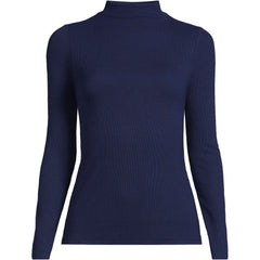 Women's Plus Size Drapey Rib Skimming Long Sleeve Mock Neck