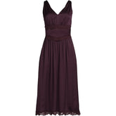 Women's Plus Size Satin Sleeveless Lace Detail Dress