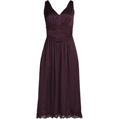 Women's Plus Size Satin Sleeveless Lace Detail Dress