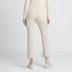 Women's Recycled Denim High Rise Button Front Kick Flare Crop Jeans