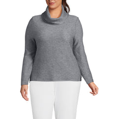 Women's Plus Size Cable Ottoman Relaxed Long Sleeve Cowl Neck Top