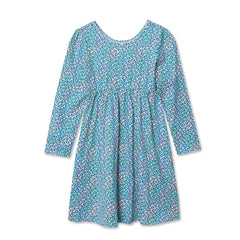Girls Long Sleeve Gathered Waist Jersey Dress