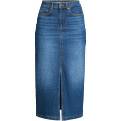 Women's Soft Denim Midi Column Skirt