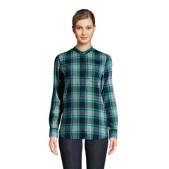 Women's Petite Flannel Long Sleeve Tunic Top