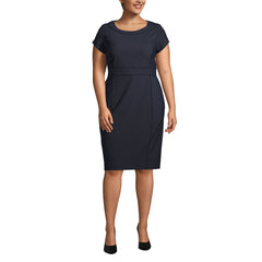 School Uniform Women's Plus Size Washable Wool Piped Sheath Dress